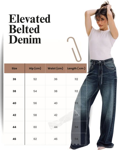 Elevated Belted Denim - Smoky Blue