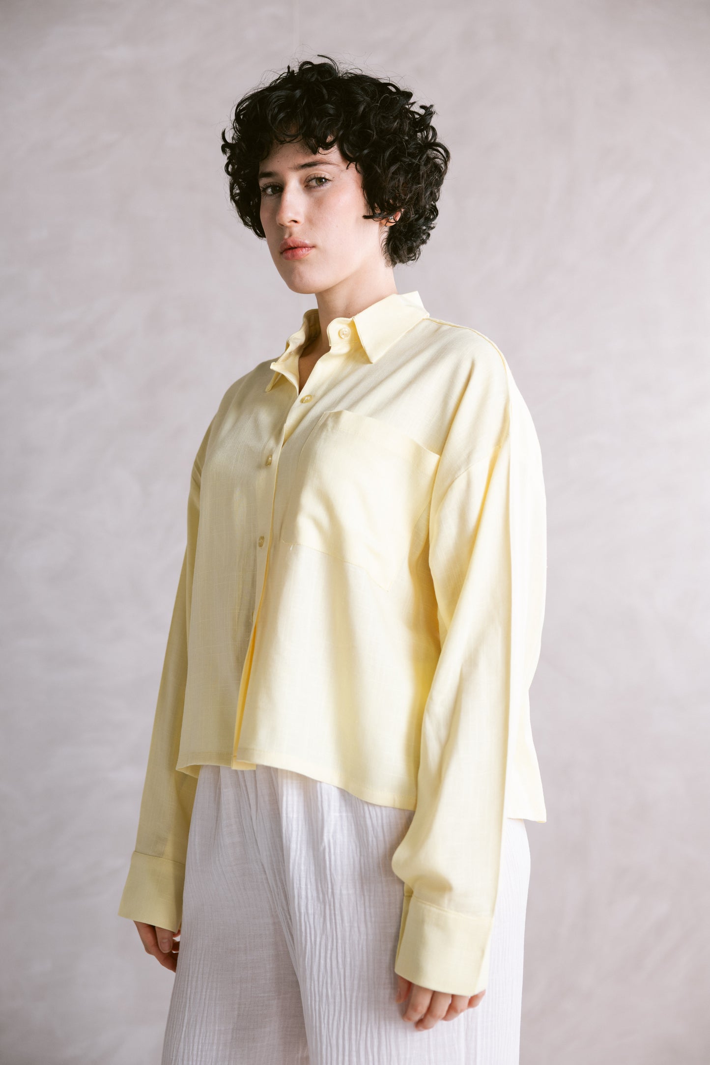 Cropped Shirt - Butter Yellow