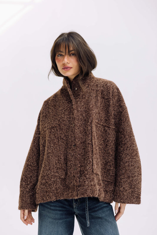 Shimmer Fluff-On Jacket - Chocolate