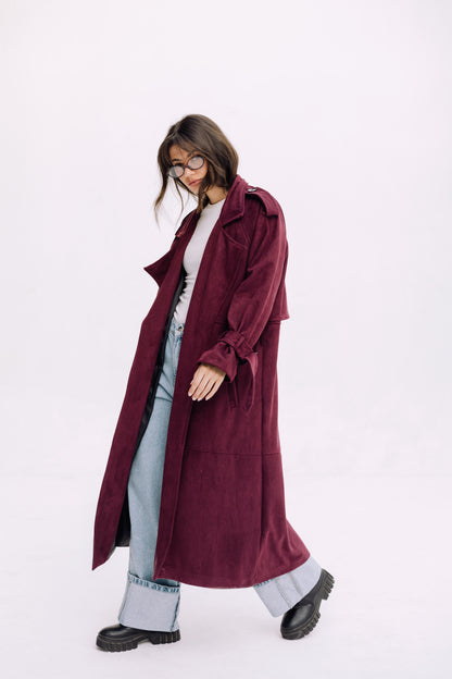 City Girl Trench Coat - Autumn Berry