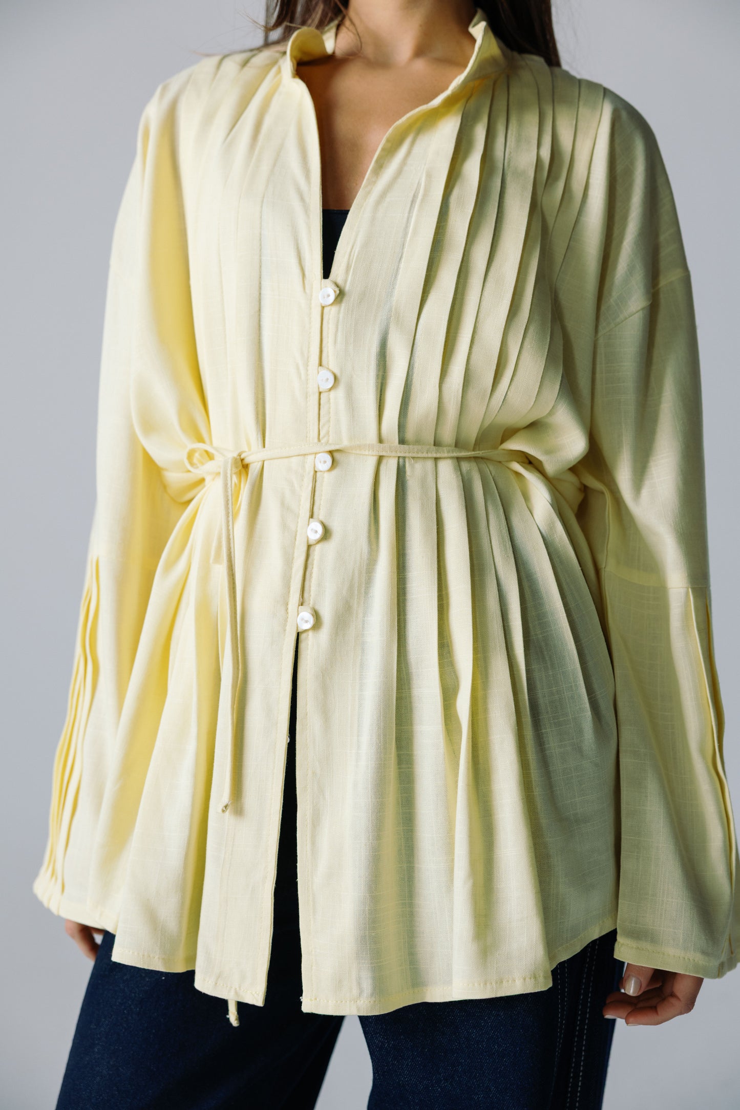Pleated Top - Powder Yellow