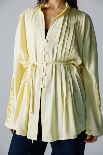 Pleated Top - Powder Yellow