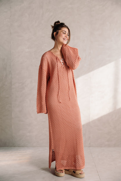 Earthy Knit Dress - Salmon