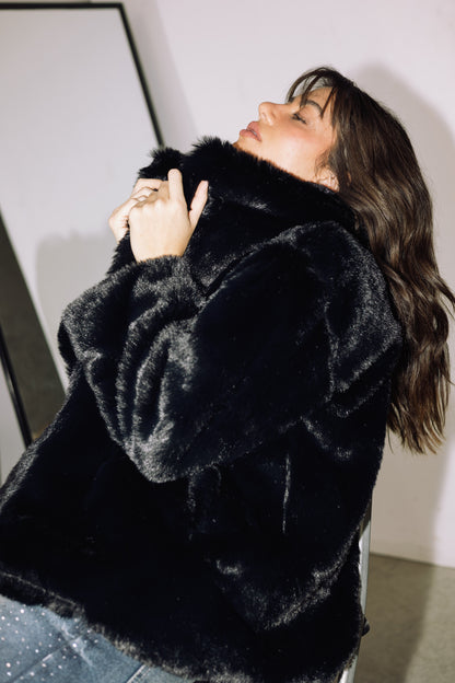 Scandi Fur Jacket - Black
