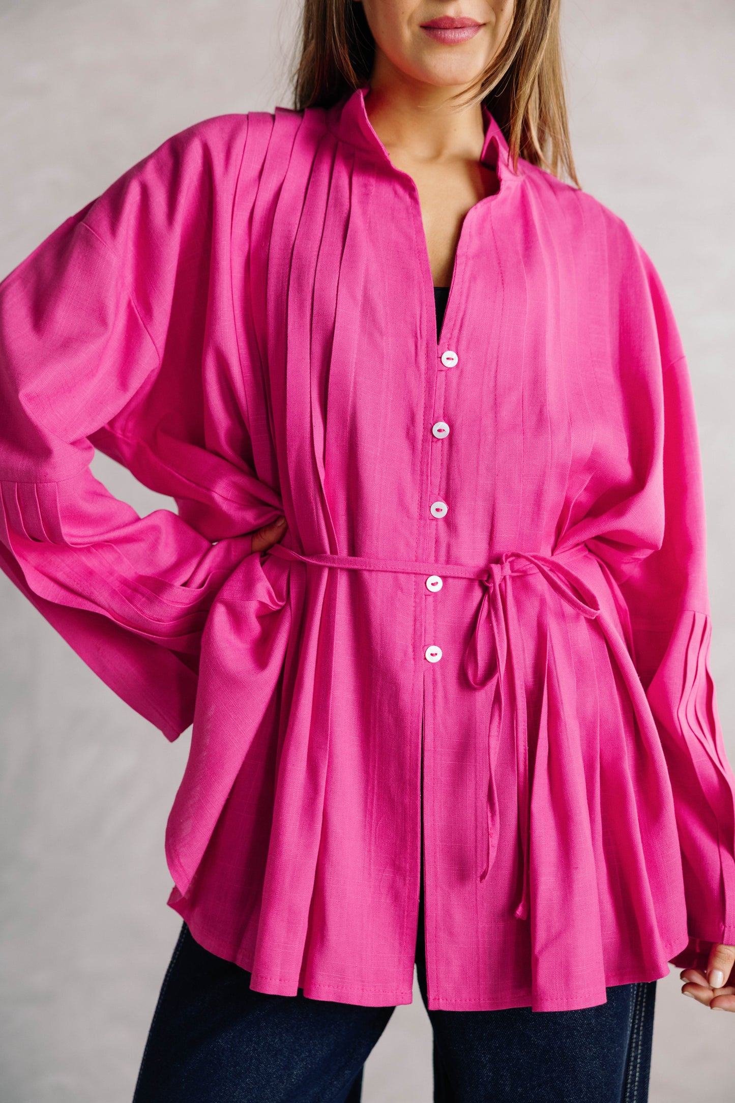 Pleated Top - Fuchsia