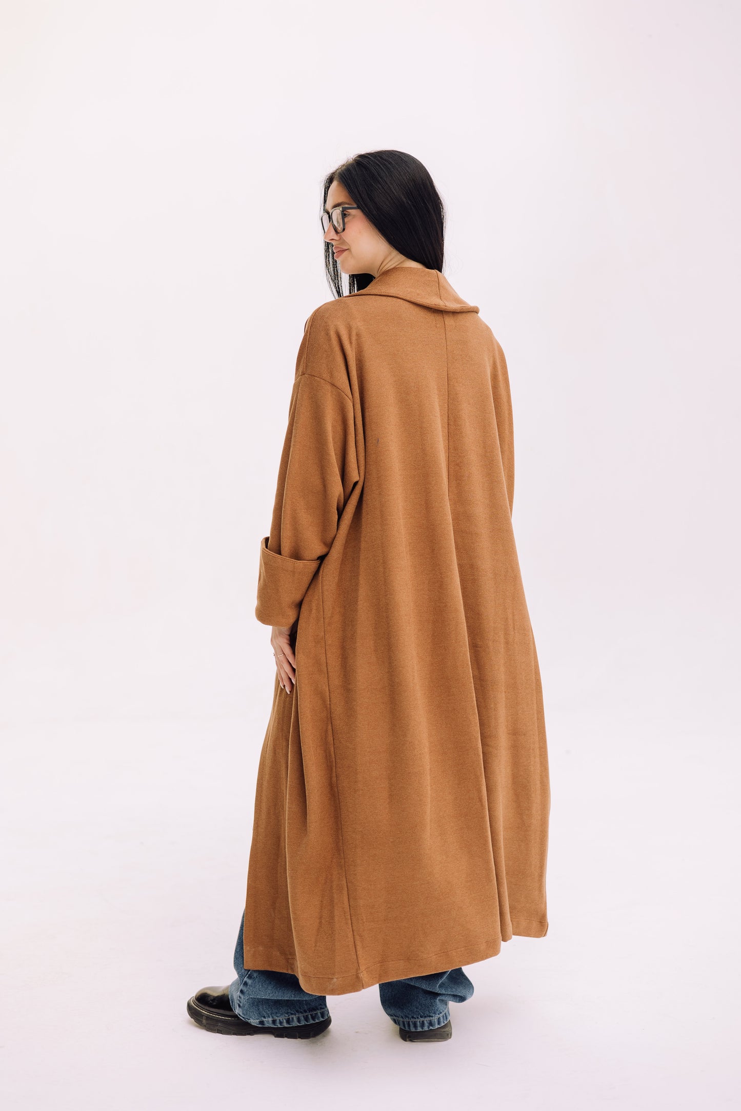 Cardigan Coat - Caramel Brown