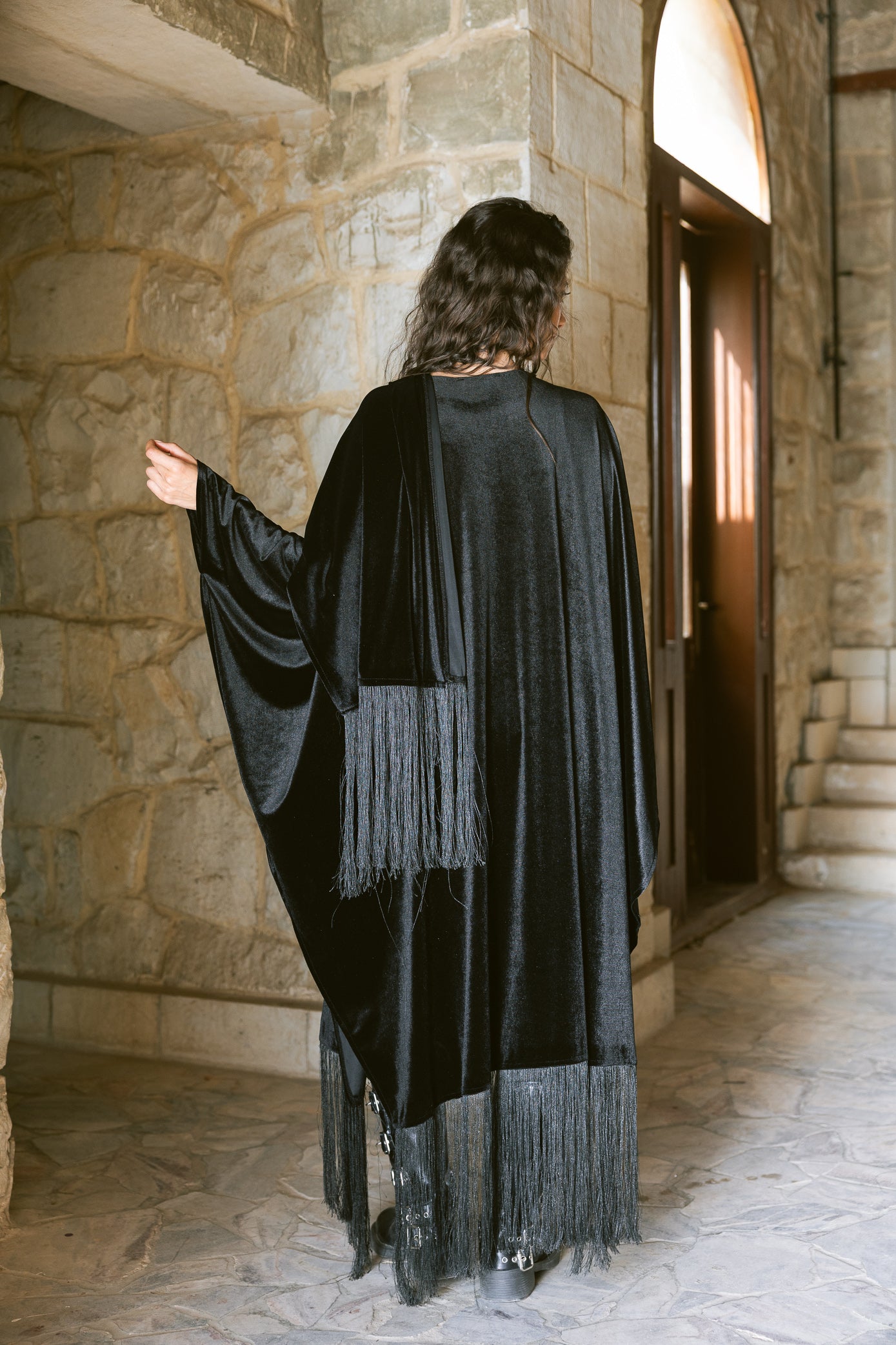 Fringe Edit Kaftan - Black