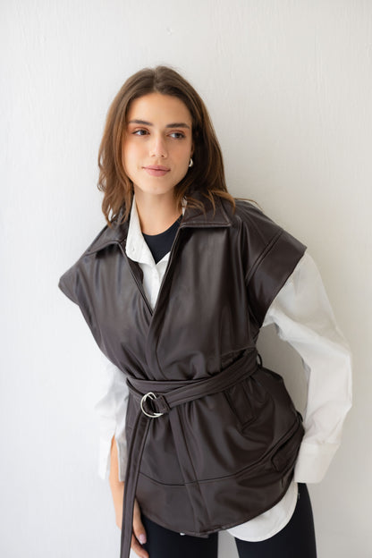 Statement Vest - Brown