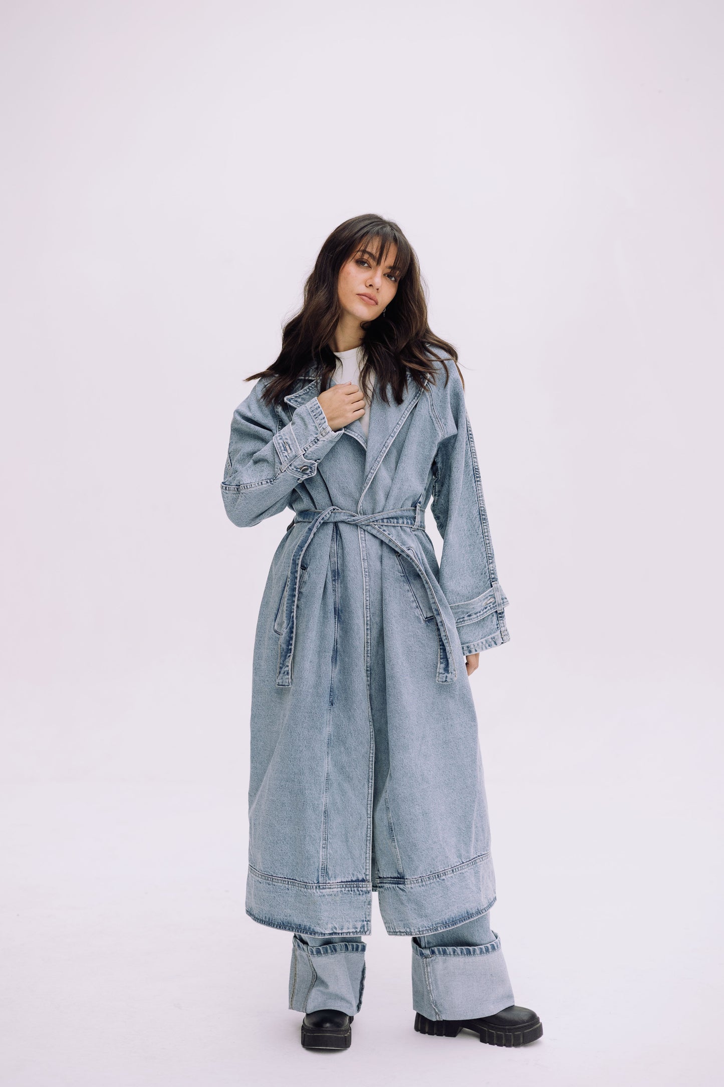 Neat-Fit Denim Coat - Washed Blue