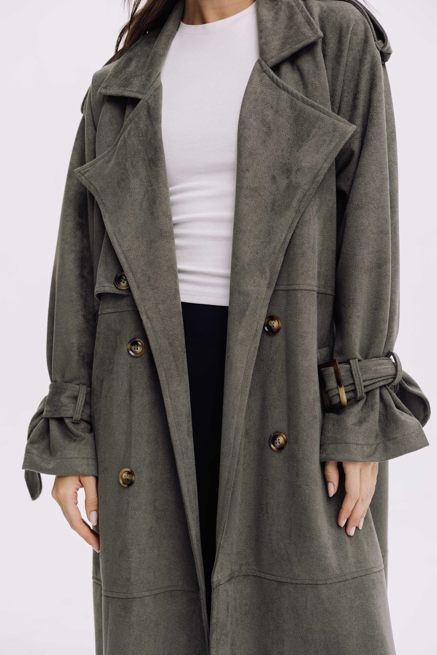 City Girl Trench Coat - Olive