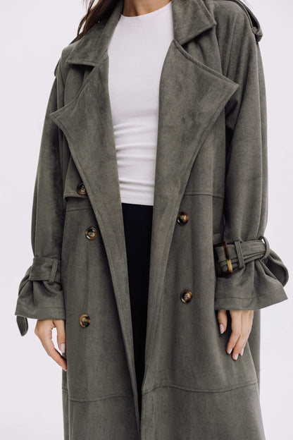 City Girl Trench Coat - Olive