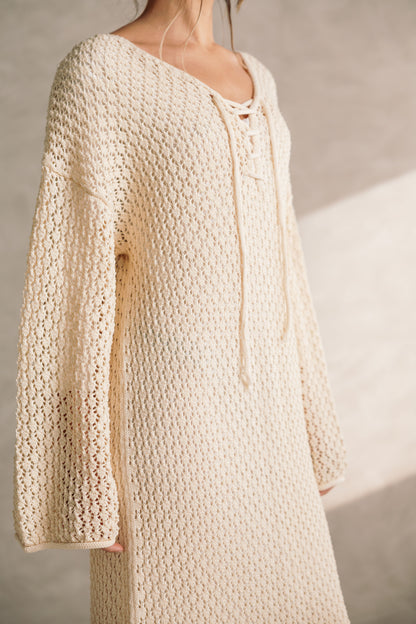 Earthy Knit Dress - Cream