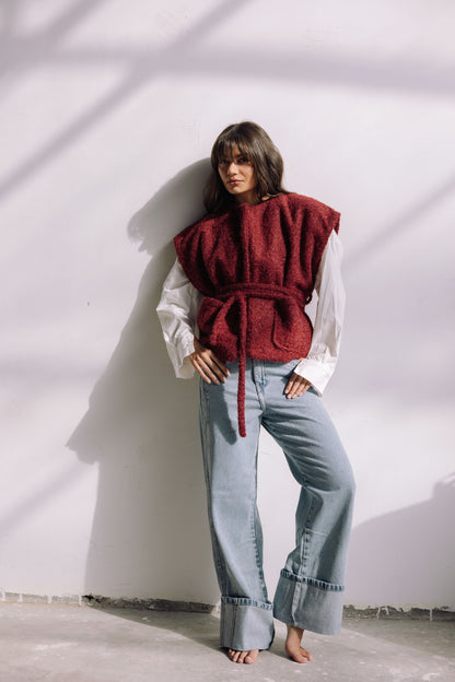 Shimmer Base Edit Vest - Mulberry Red