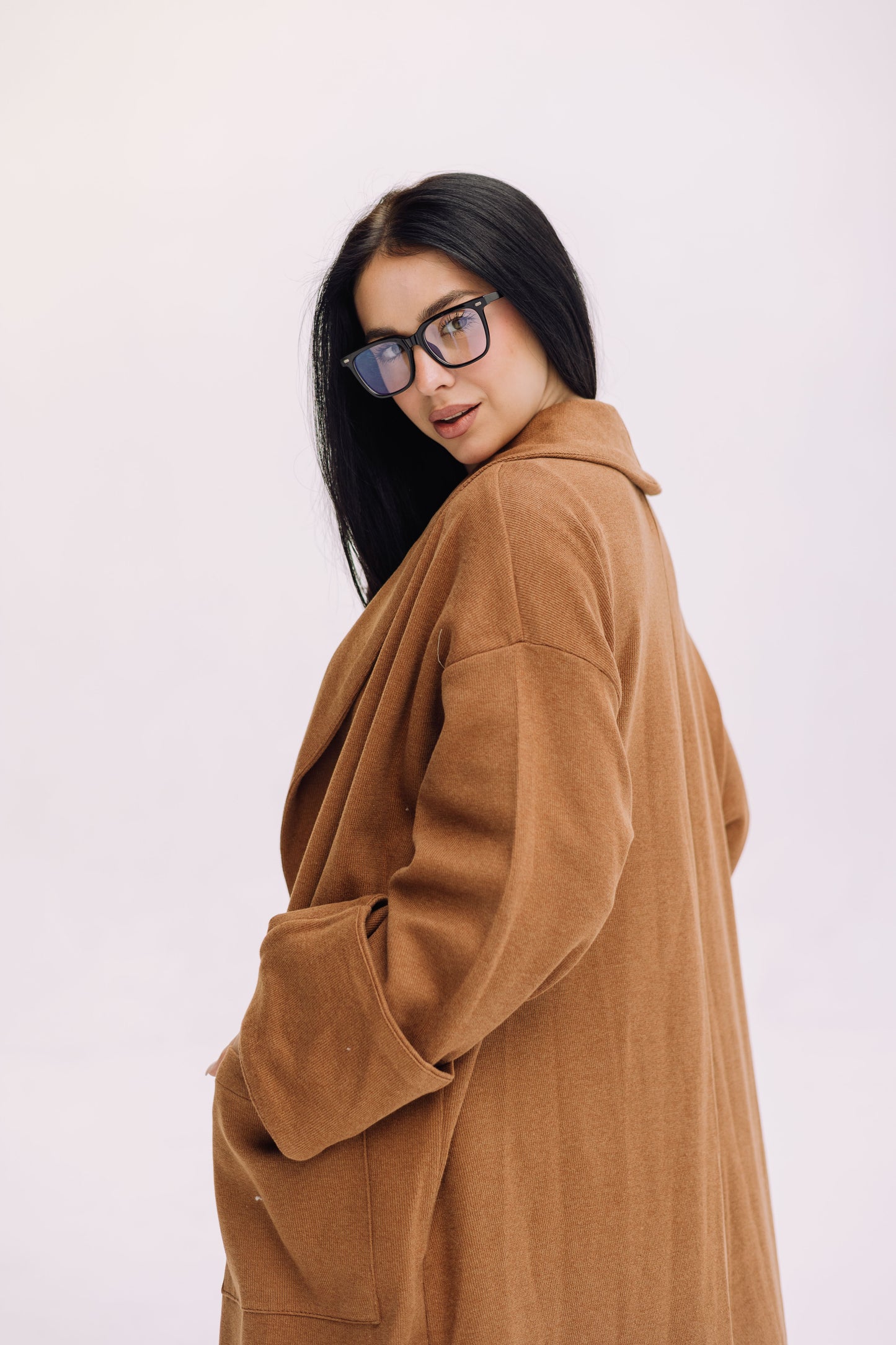 Cardigan Coat - Caramel Brown