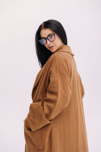 Cardigan Coat - Caramel Brown