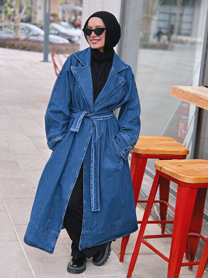 Neat-fit Denim Coat - Dusty Blue