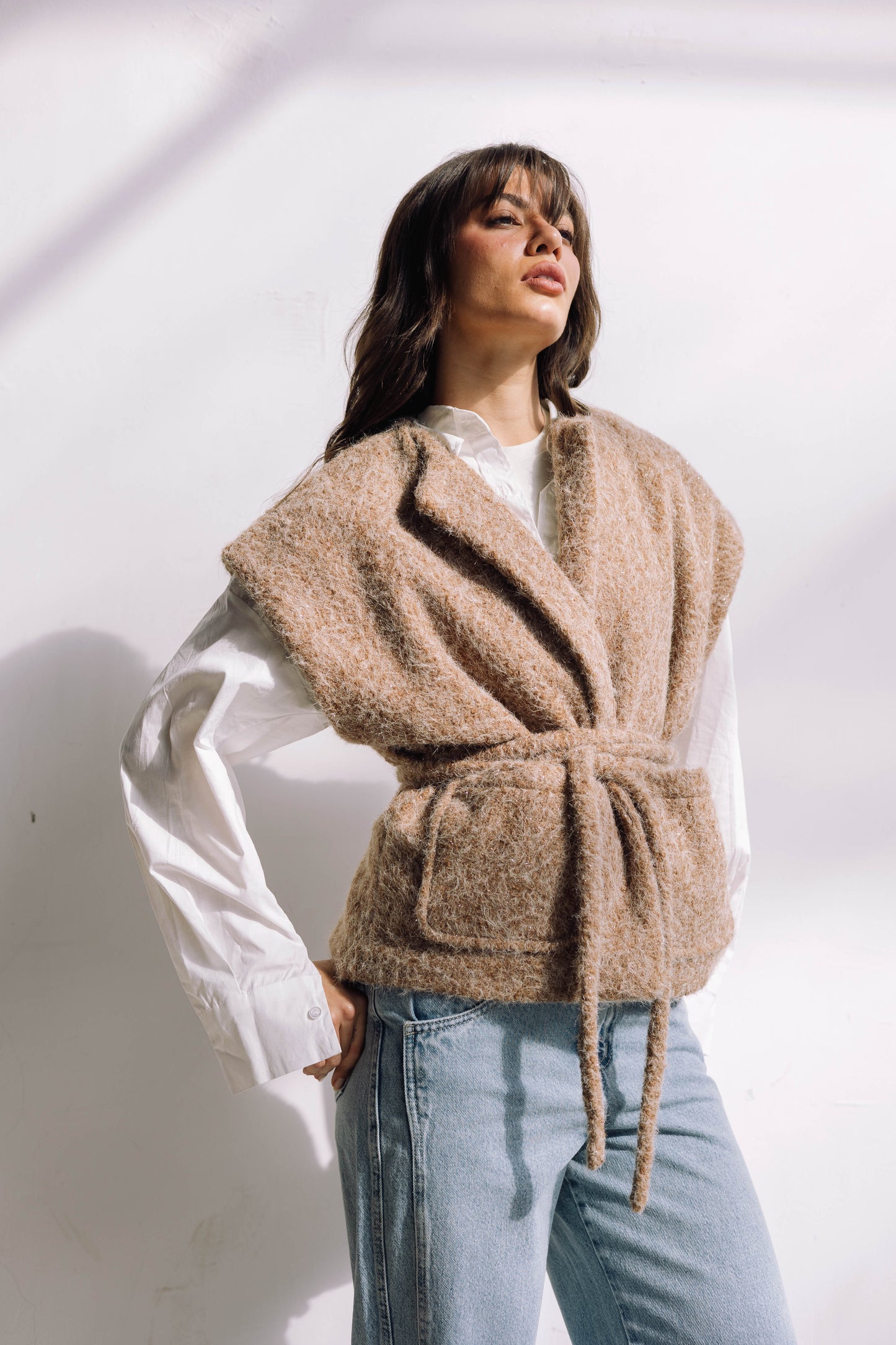 Shimmer Base Edit Vest - Mocha