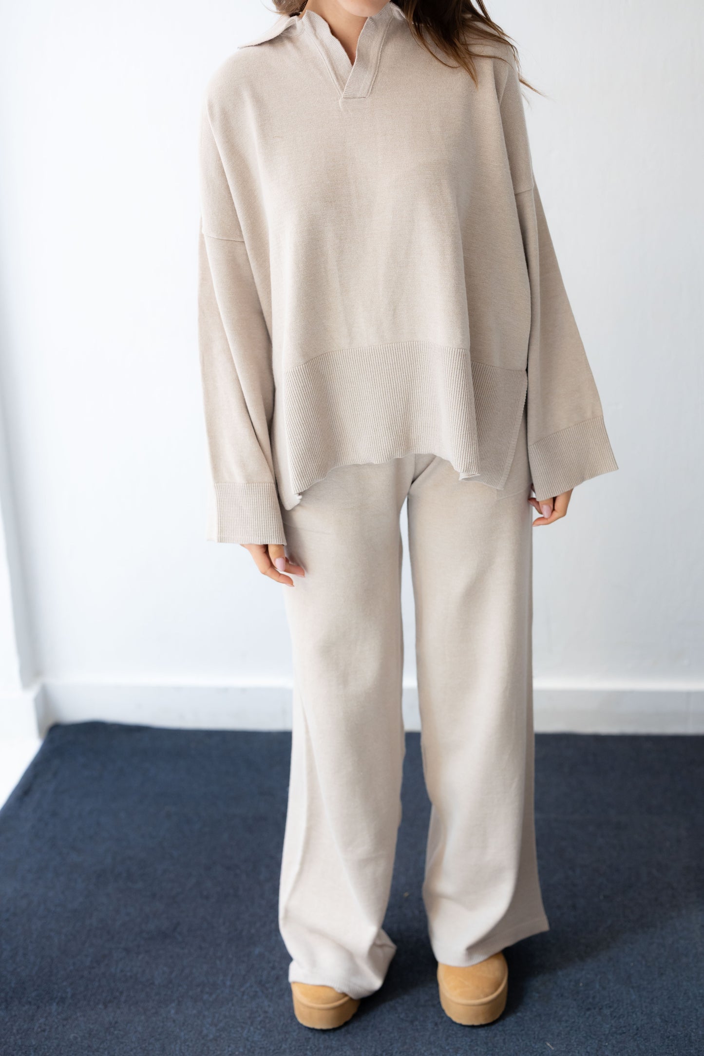 Clouded Warmth Knit Set - Cream