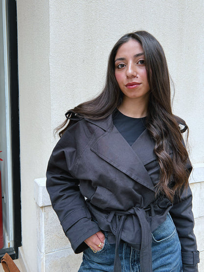 Cropped Trench Jacket - Black