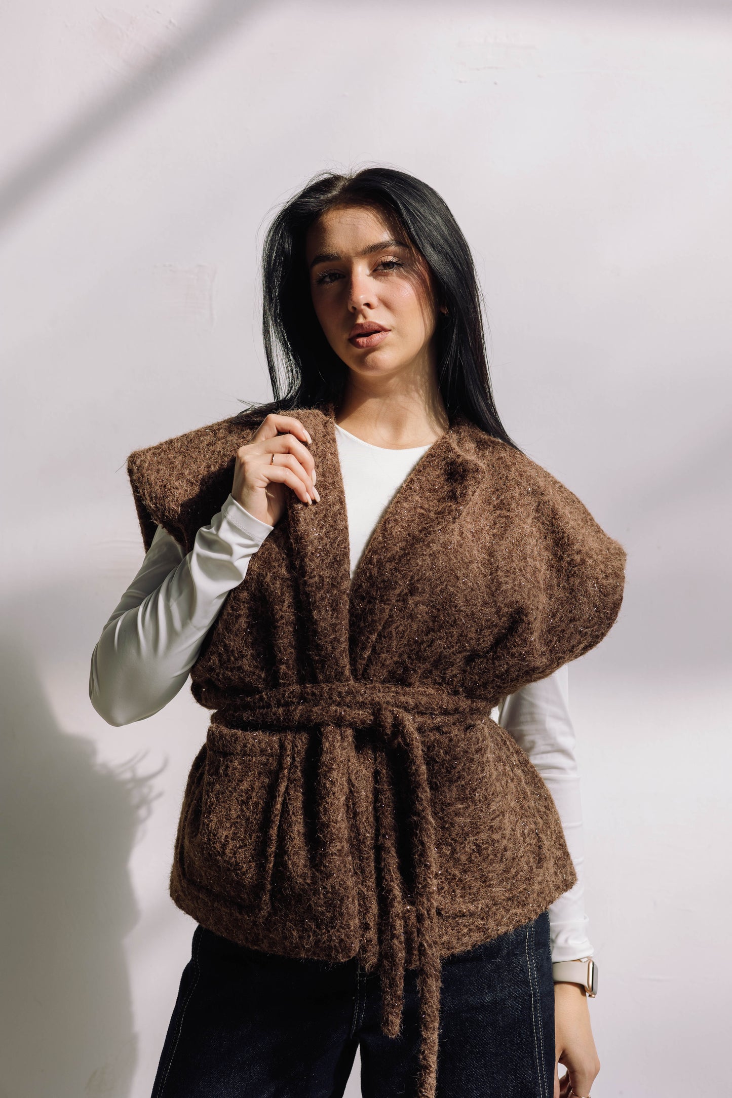 Shimmer Base Edit Vest - Brown Cocoa