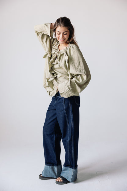 Ruffles Top - Basil