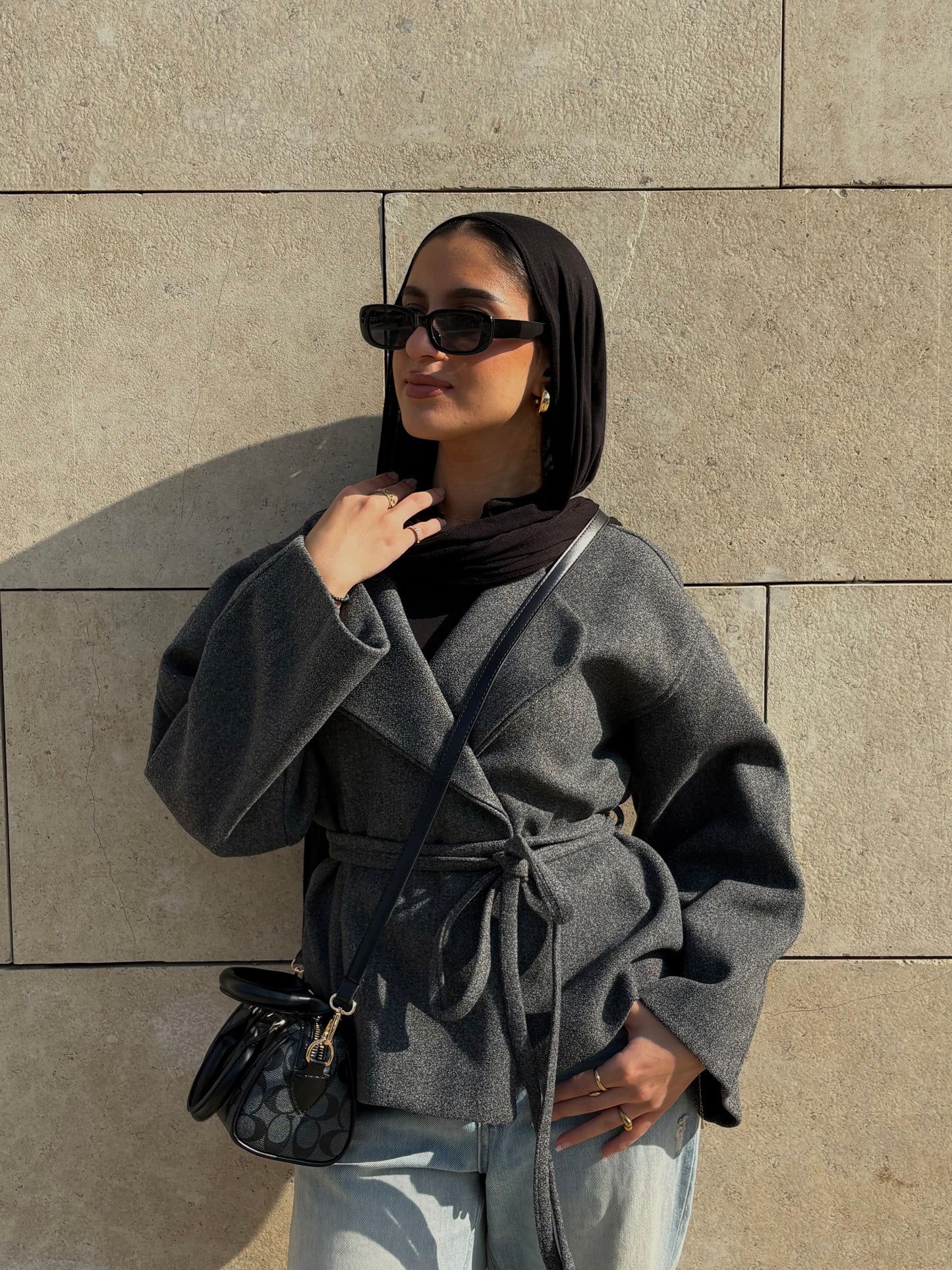 Aurora Belted Jacket - Dusty Grey