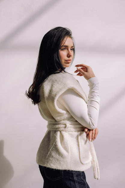 Shimmer Base Edit Vest - Off White