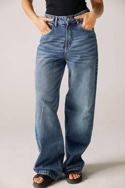 Wide Flow Denim Pants - Vintage Blue