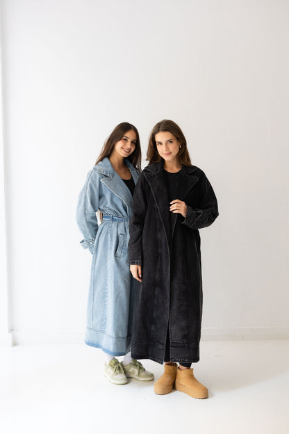 Neat-Fit Denim Coat - Washed Blue