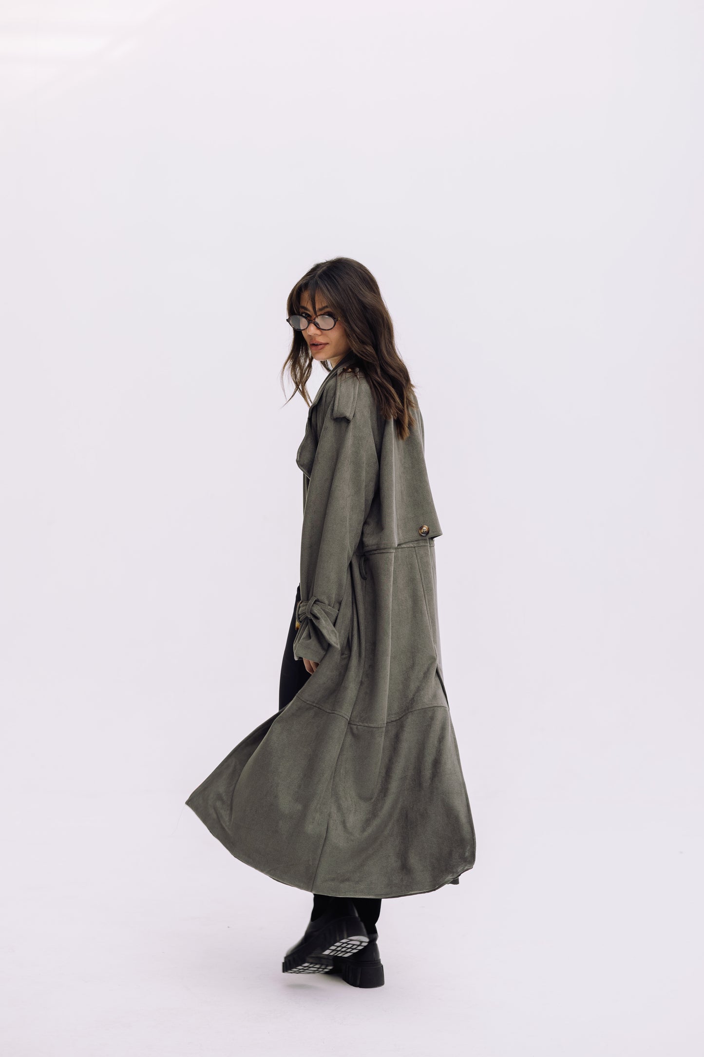 City Girl Trench Coat - Olive