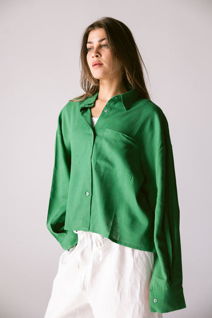 Cropped Shirt - Green