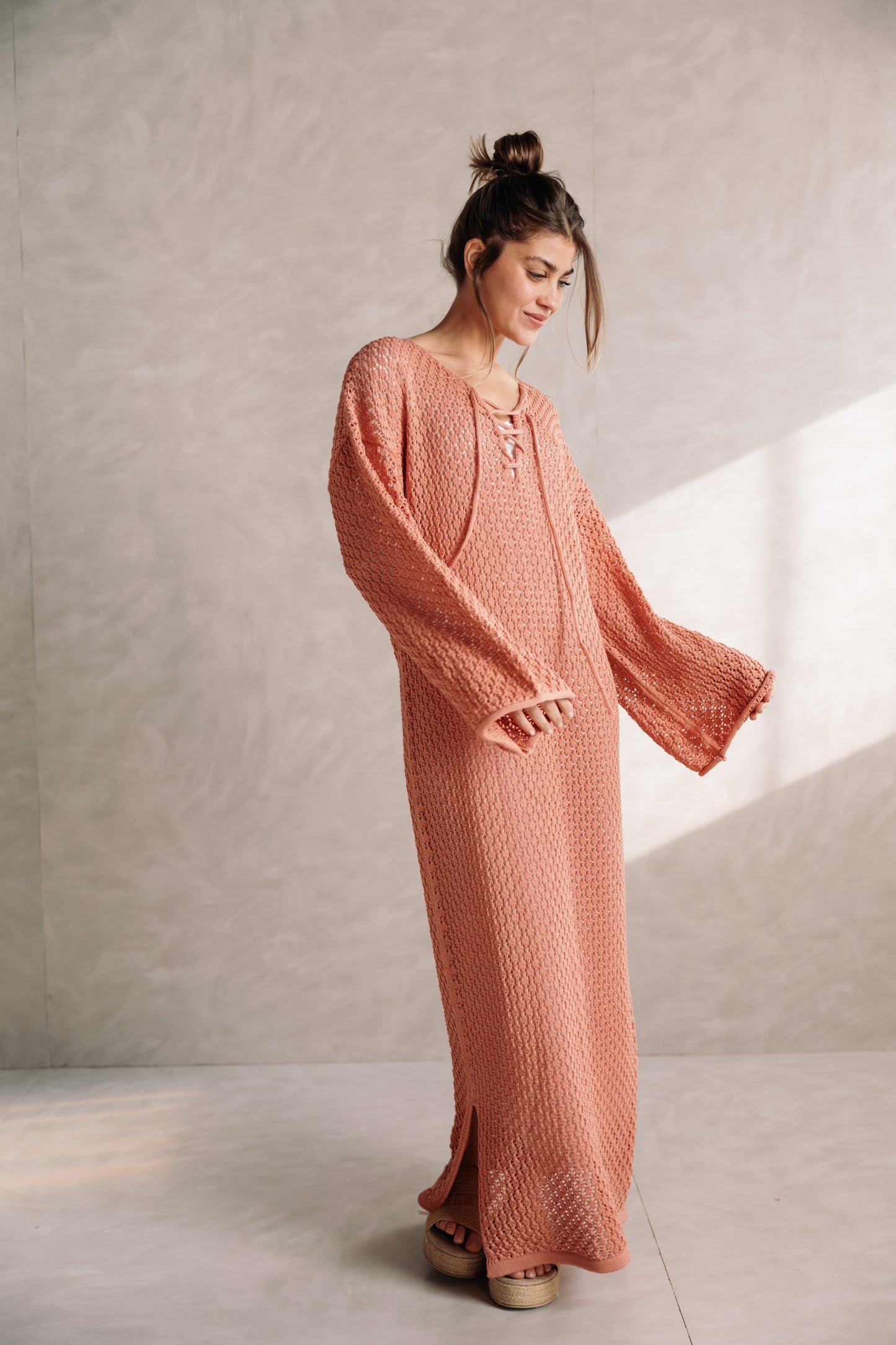 Earthy Knit Dress - Salmon