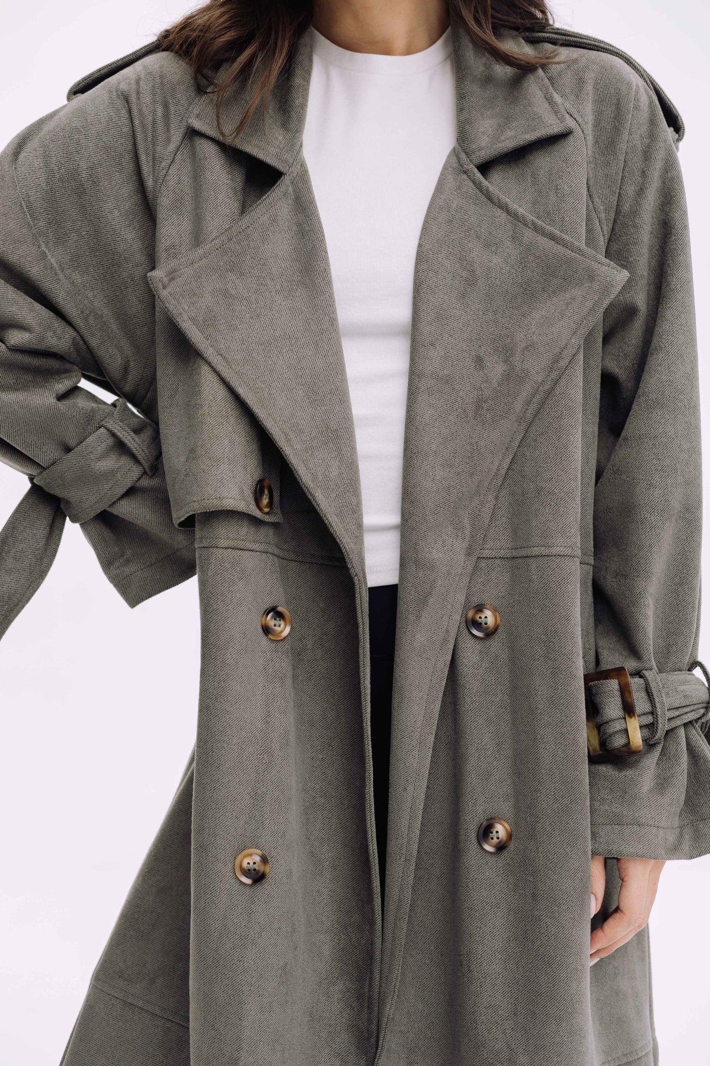 City Girl Trench Coat - Olive