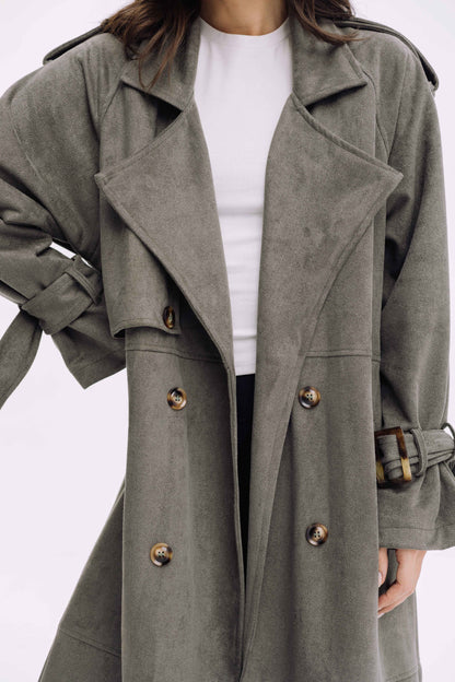 City Girl Trench Coat - Olive