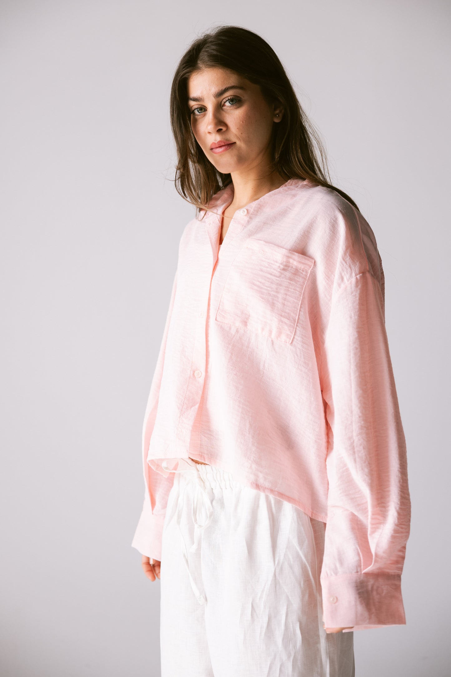 Cropped Shirt - Light Pink