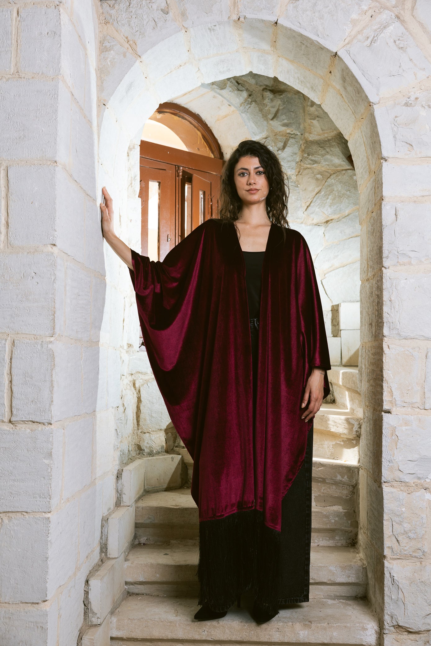 Fringe Edit Kaftan - Burgundy