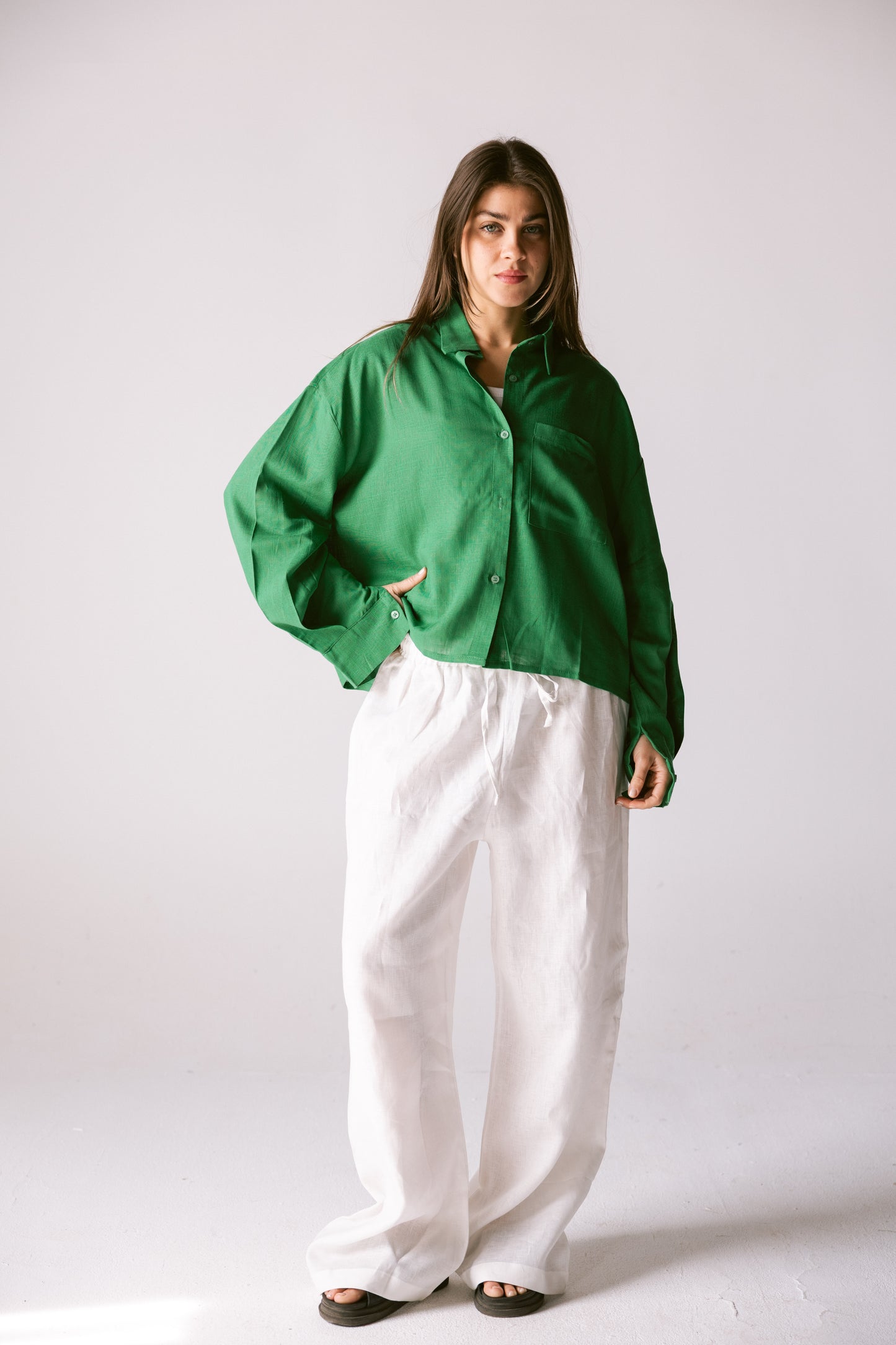 Cropped Shirt - Green