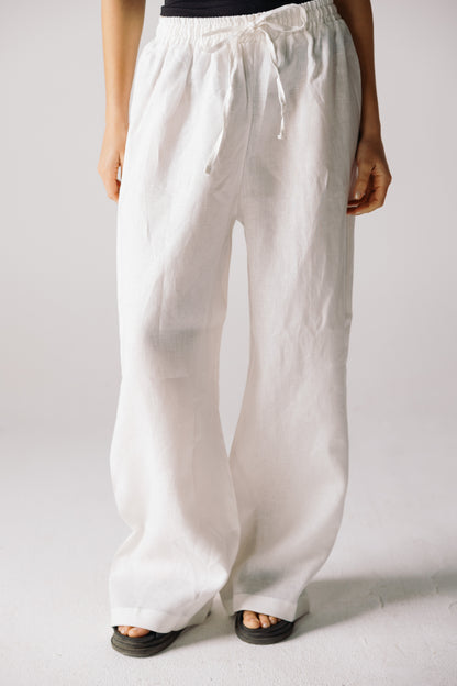Pure Linen Pants - White