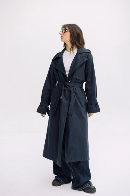 Trench Coat - Navy Blue