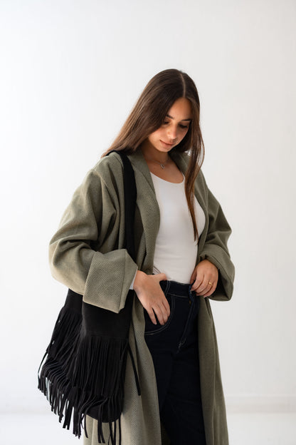 The Boho Fringe Bag - Midnight Black