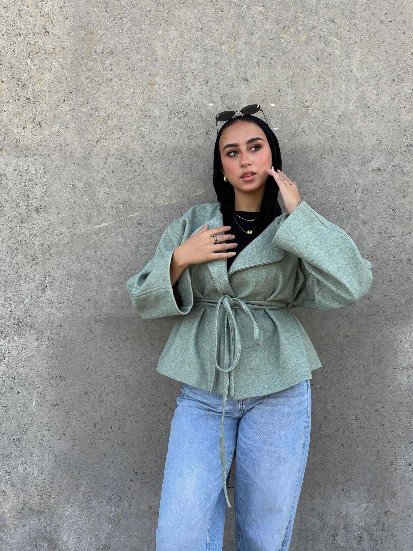 Aurora Belted Jacket - Sage Green