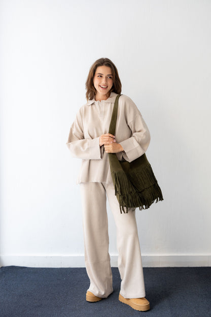 Clouded Warmth Knit Set - Cream