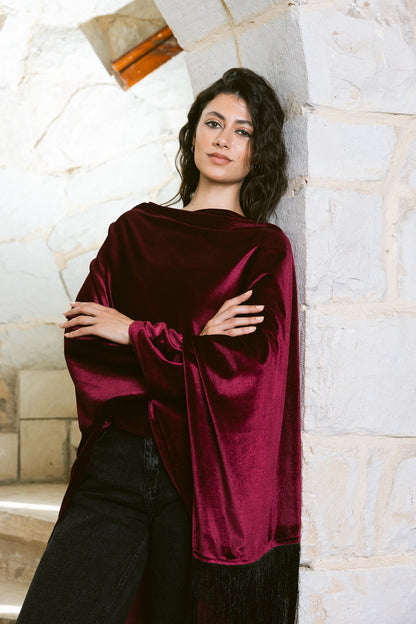 Fringe Edit Kaftan - Burgundy