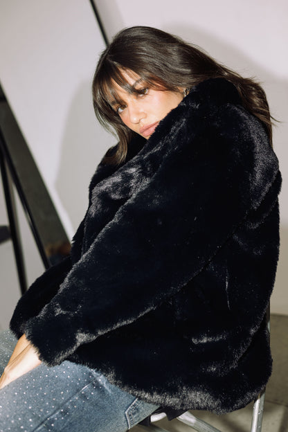 Scandi Fur Jacket - Black