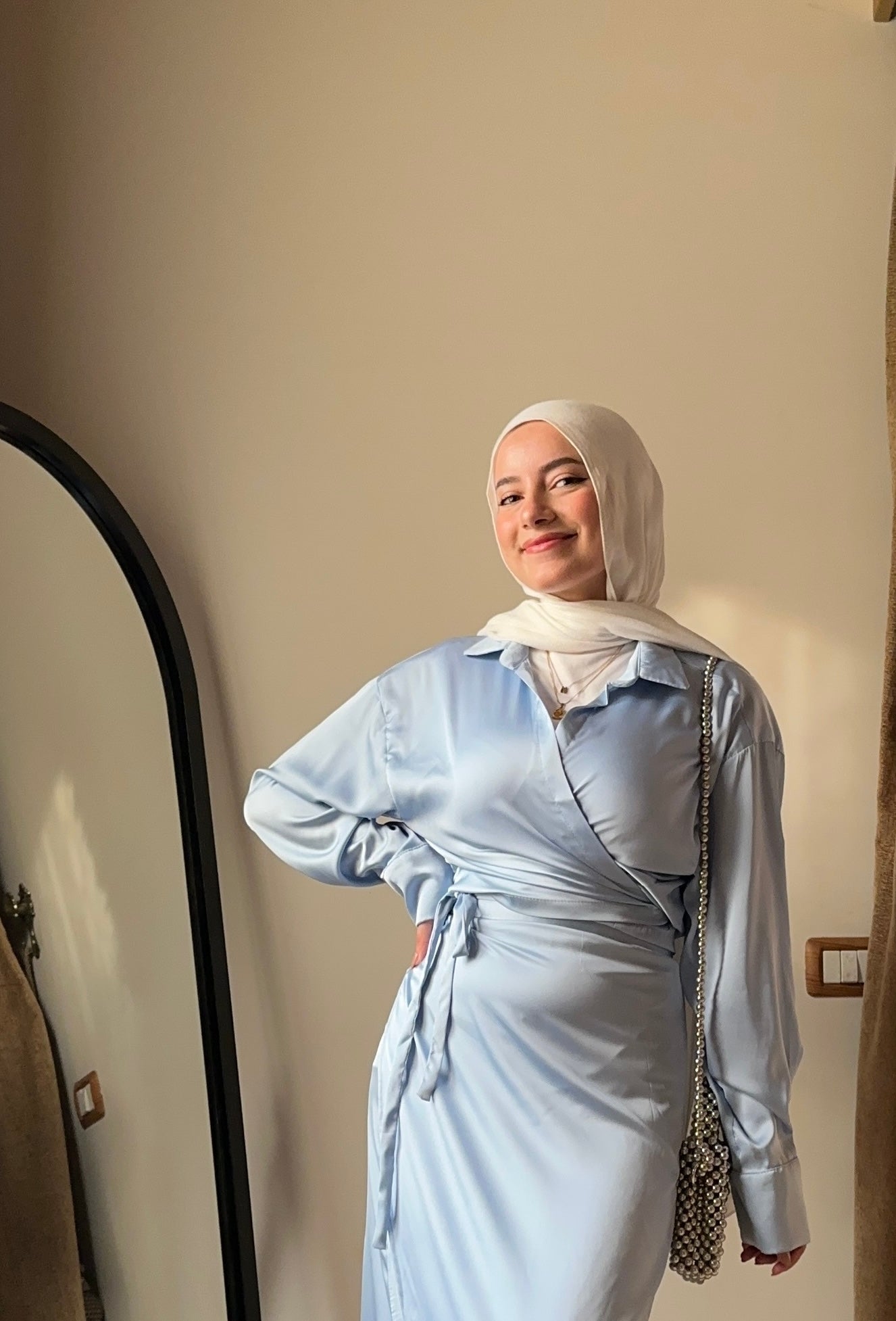 Satin Wrap-me Shirt - Babyblue