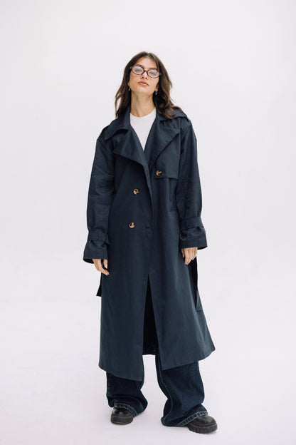 Trench Coat - Navy Blue