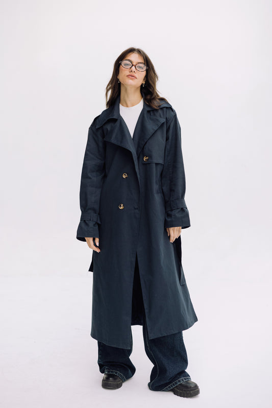 Trench Coat - Navy Blue