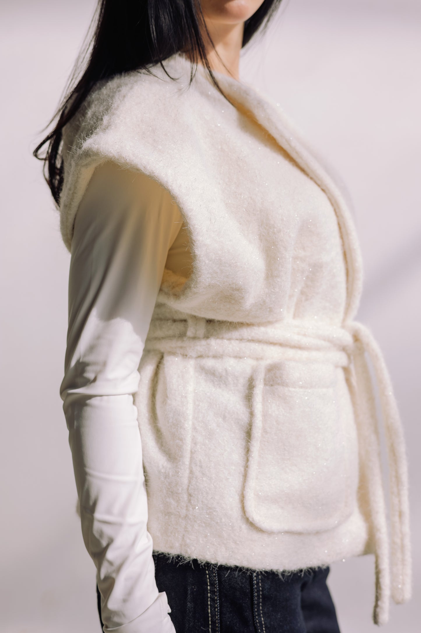 Shimmer Base Edit Vest - Off White