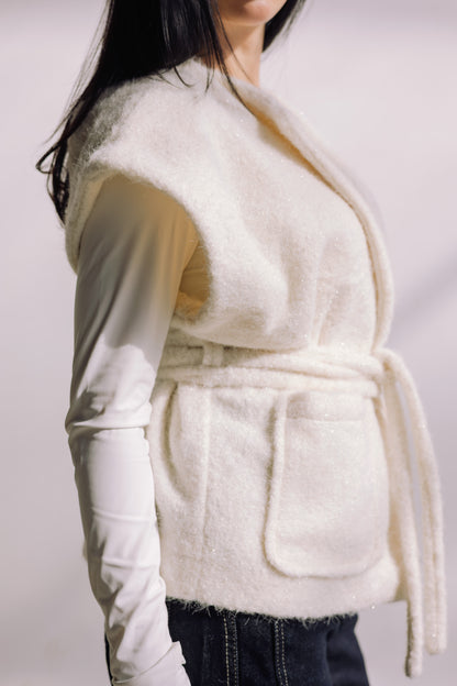 Shimmer Base Edit Vest - Off White