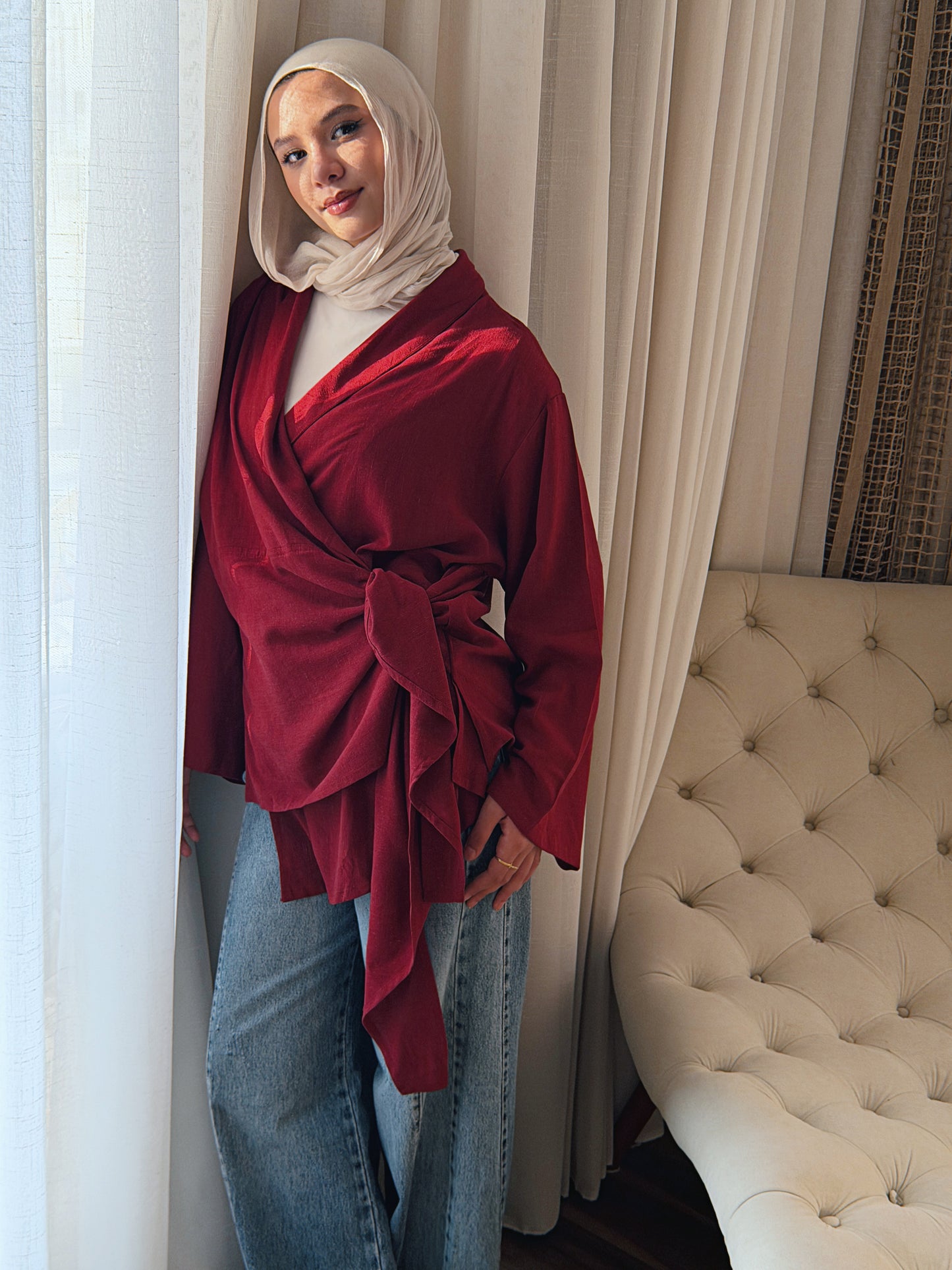Softly Wrap Kimono - Deep Burgundy